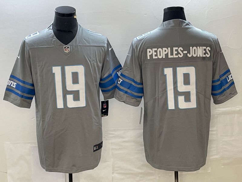 Men Detroit Lions 19 Peoples-Jones Grey 2023 Nike Vapor Limited NFL Jersey style 1